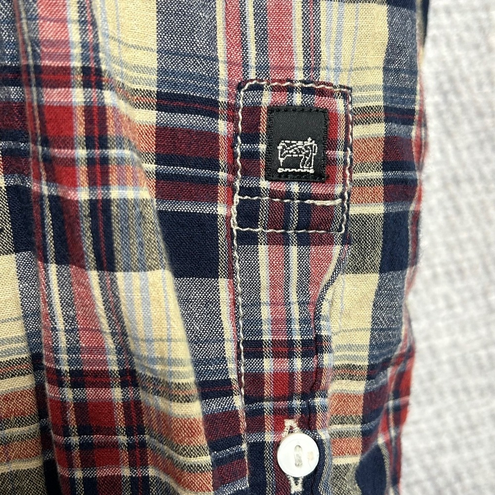 Scotch & Soda XXL Mens Plaid Cotton Linen Shirt Long Sleeve Button‎ Up Pockets - Picture 8 of 10